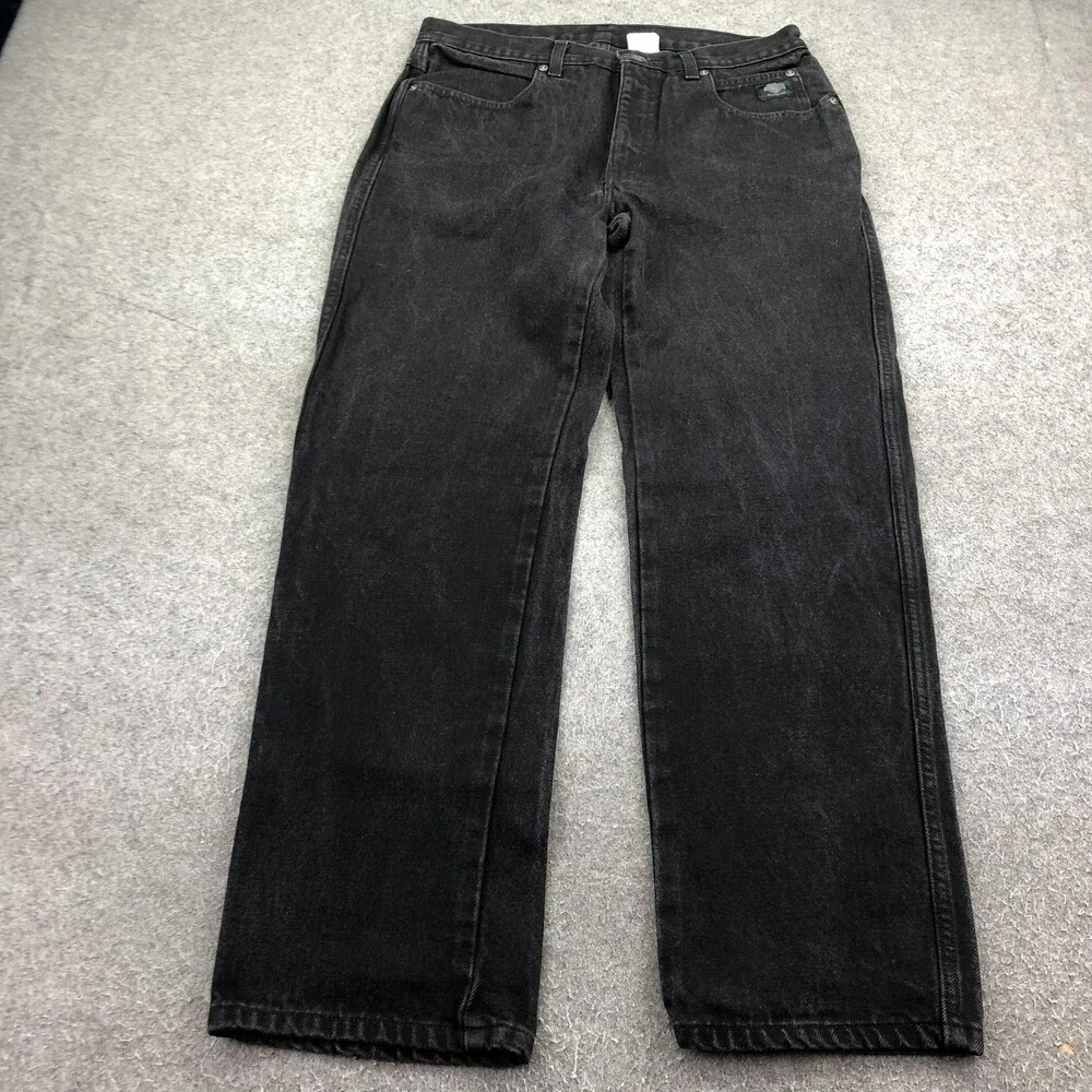 Harley-Davidson Jeans Mens 33x30 Black Charcoal Wash Regular Straight Denim